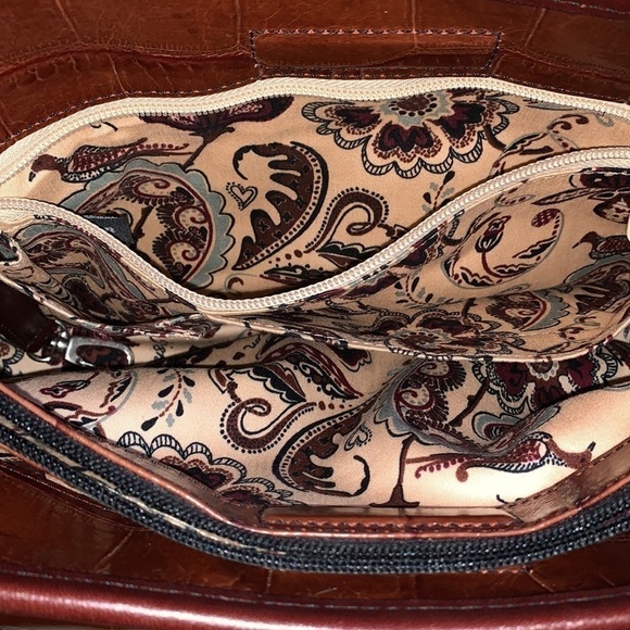 BRIGHTON Alligator Embossed Leather Handbag - Whiskey - Picture 15 of 17